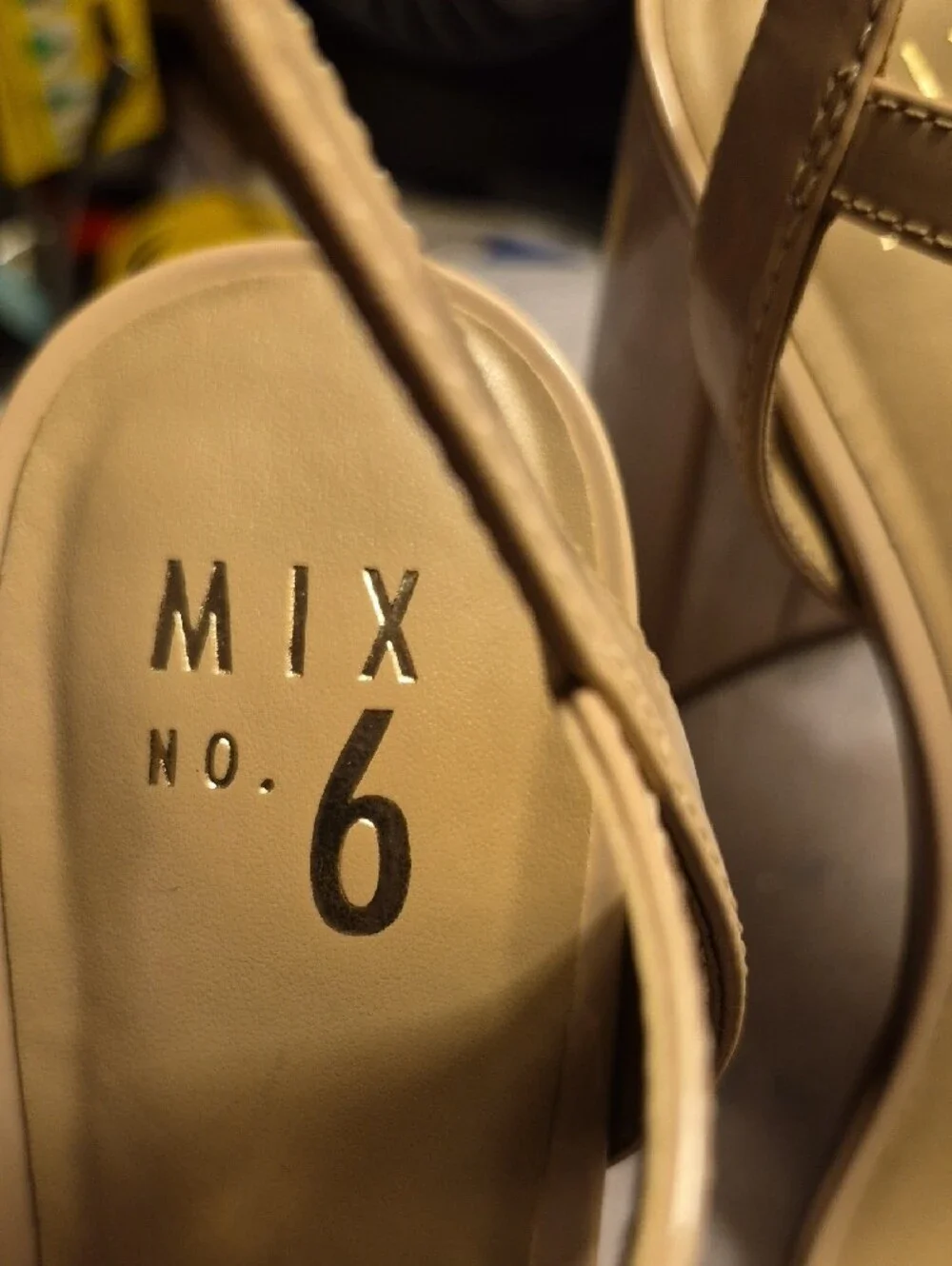 Mix No. 6 Nude Patent Platform Sandal Heels
